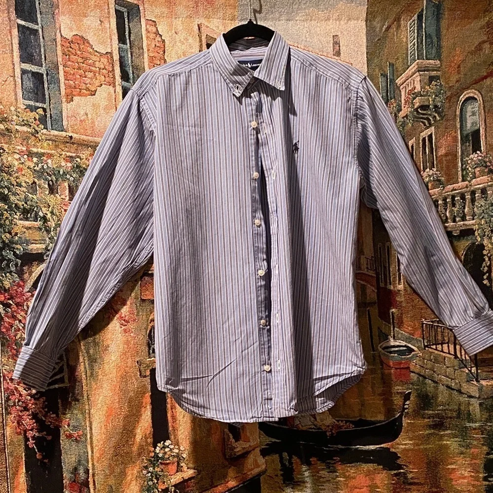 Ralph Lauren Kids Blue Striped Button Down Shirt